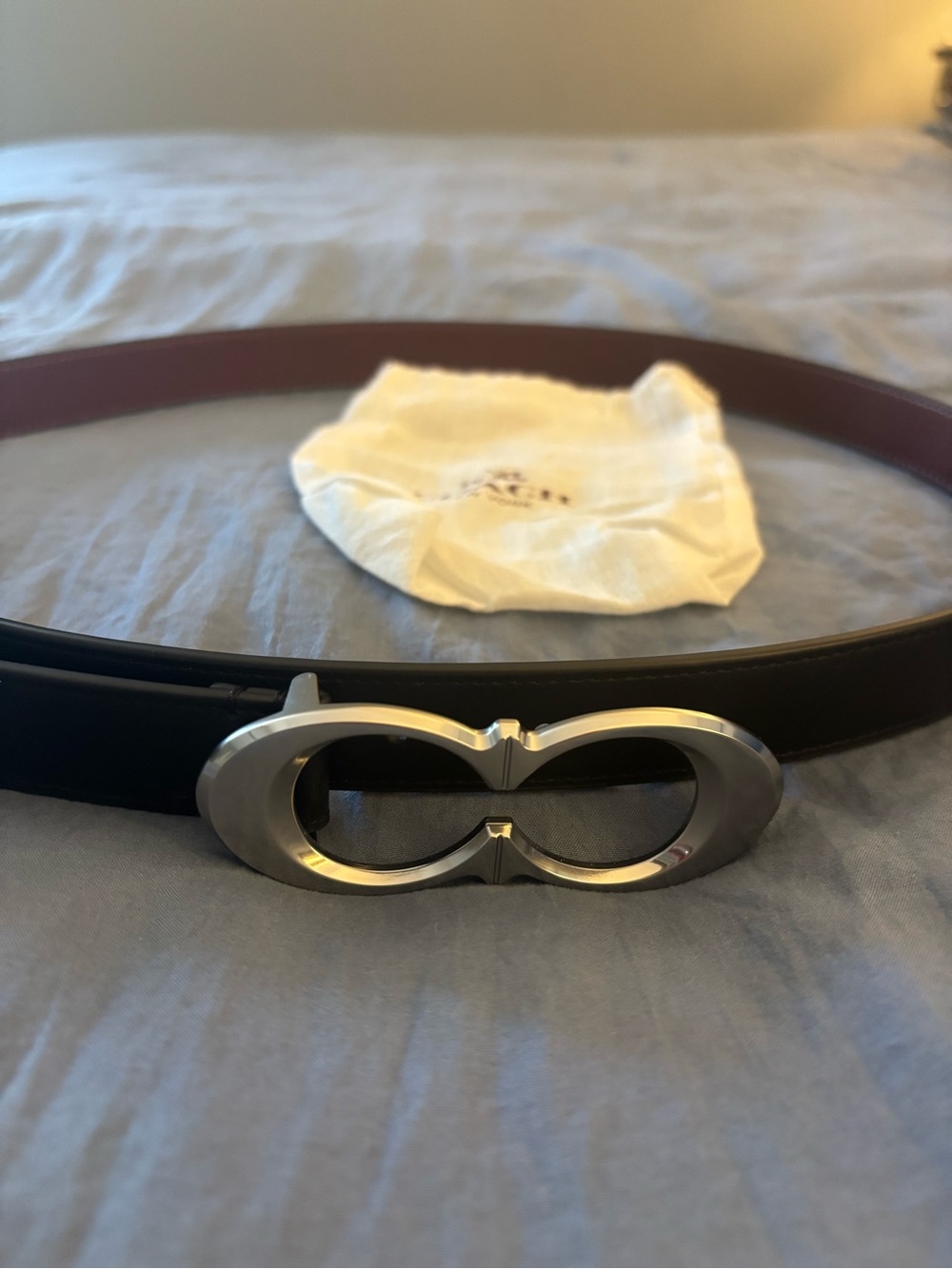 Coach Black Leather Belt with Contrast Stitching